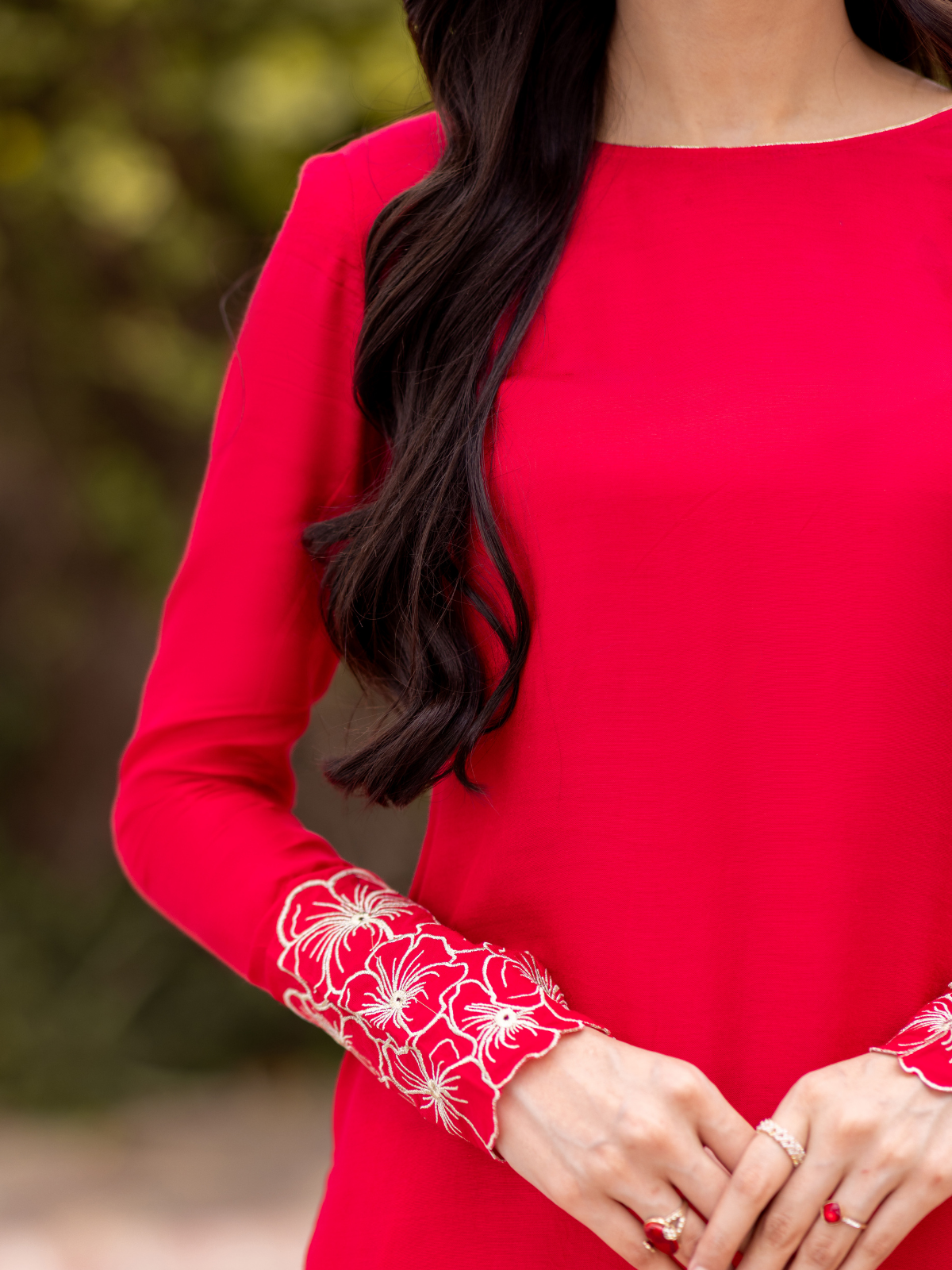 03-Piece The Manaal Cotton Silk Set Hot Pink