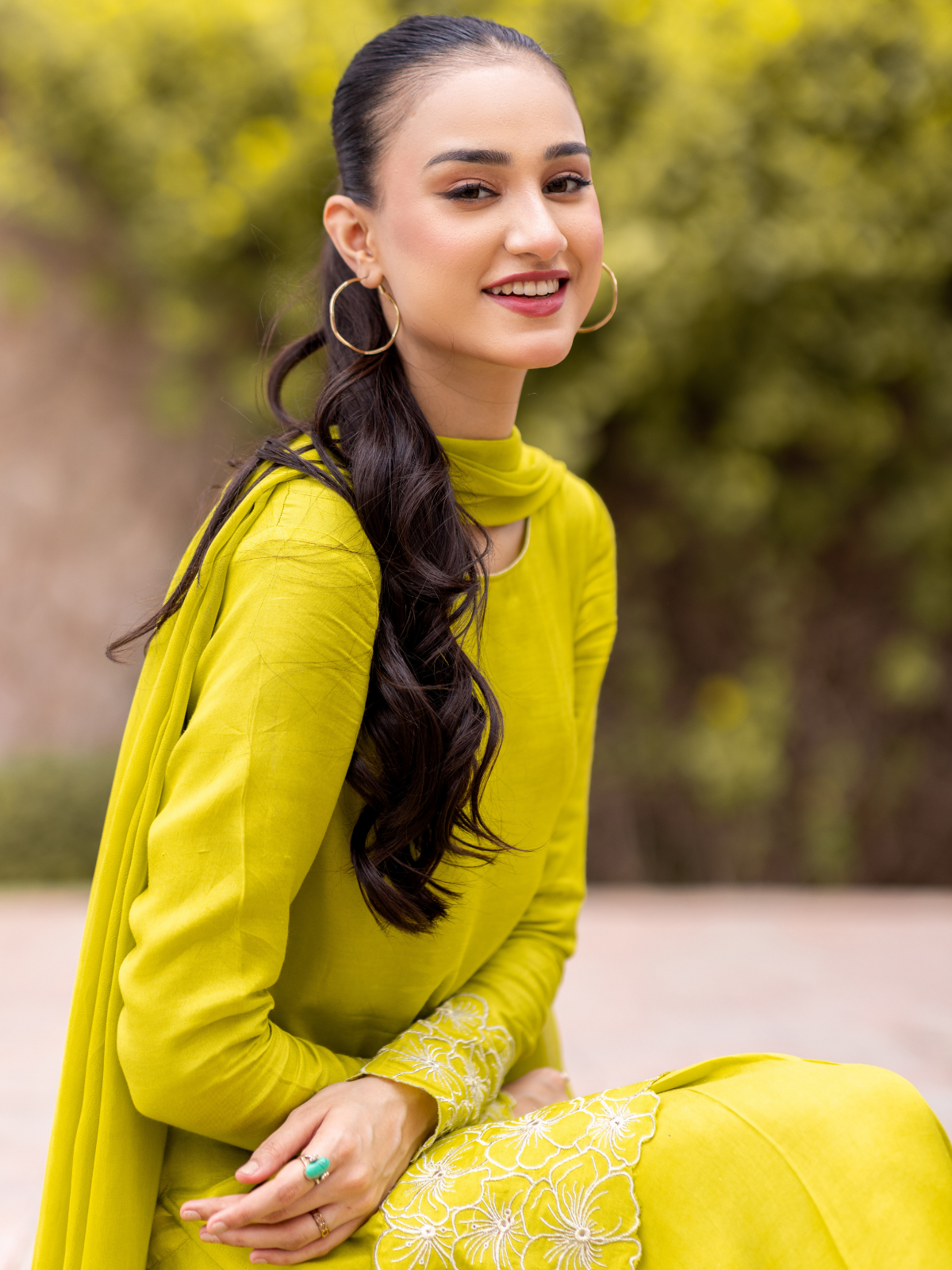 03-Piece The Mashaal Cotton Silk Set Lime