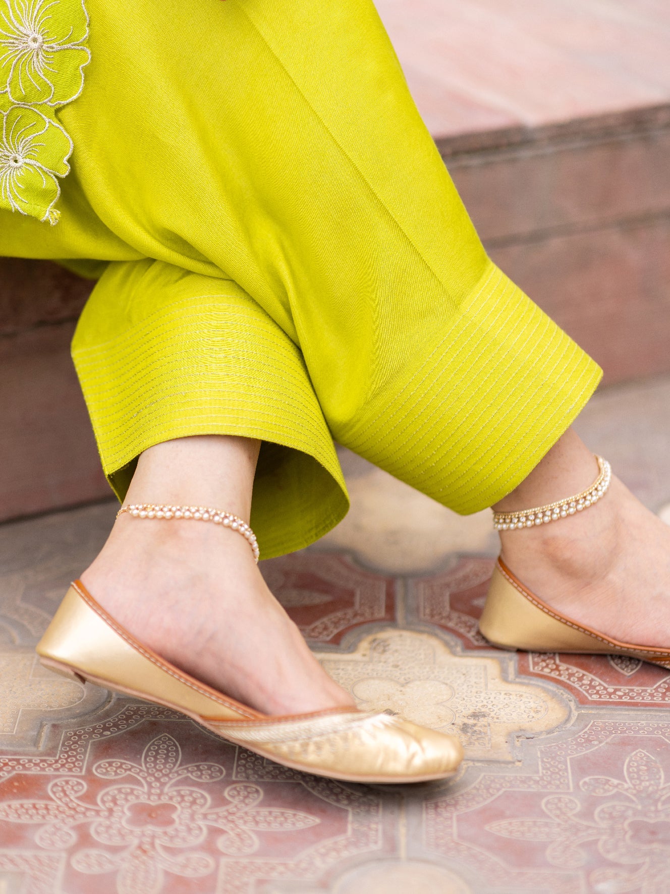 03-Piece The Mashaal Cotton Silk Set Lime