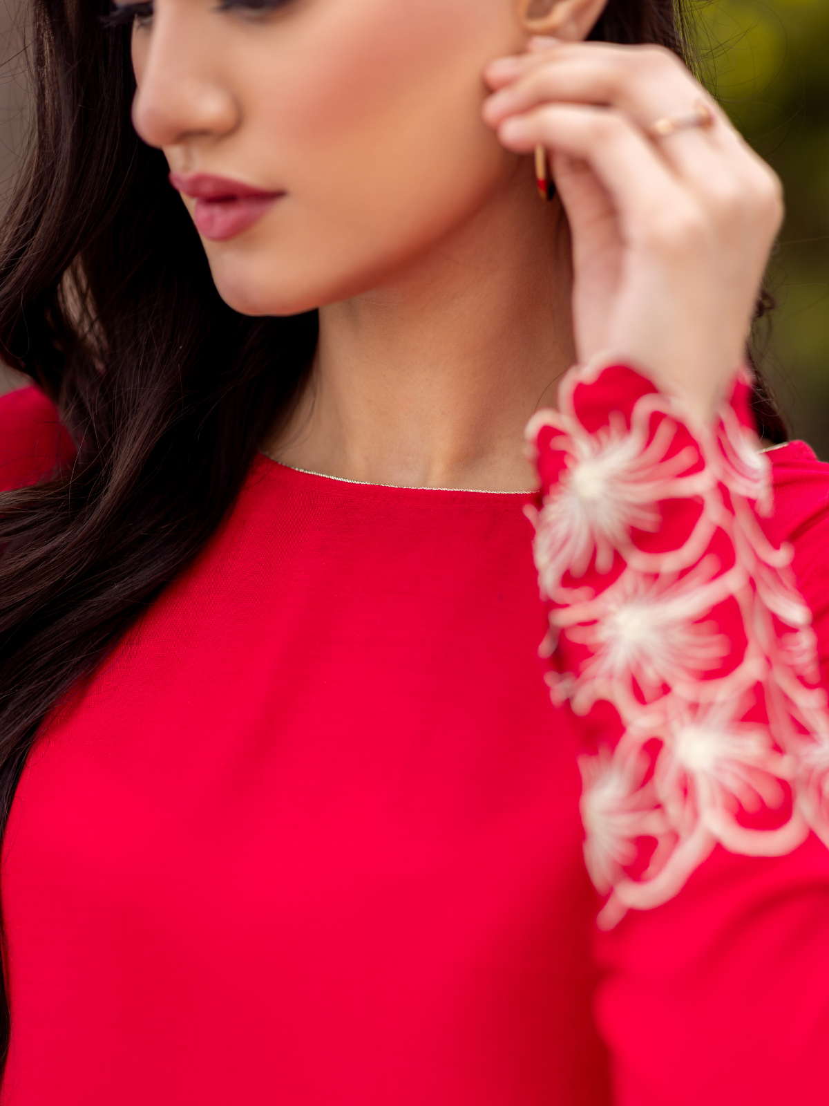 03-Piece The Manaal Cotton Silk Set Hot Pink